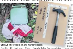  ??  ?? GRISLY
The wheelie bin and murderer weapon