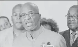  ?? | BRIAN JACKSON~SUN-TIMES ?? Bishop Larry Trotter talks about strike contingenc­y plans Thursday, when Chicago pastors announced that 59 churches will be open as safe havens in the event of a strike.
SUN-TIMES EDITORIAL:
Page 31