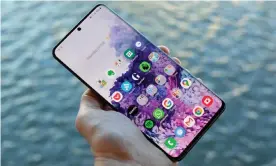  ??  ?? The Galaxy S20 Ultra is Samsung’s superphone, with big specs and dimensions in every direction. Photograph: Samuel Gibbs/The Guardian