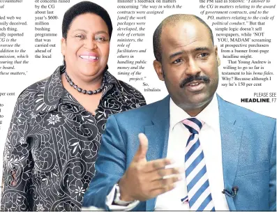  ?? FILE PHOTOS ?? Donna Parchment-Brown (left), the political ombudsman and Contractor General Dirk Harrison.