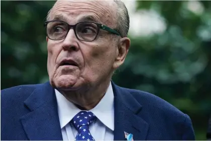  ?? ?? Rudy Giuliani claimed the election workers were counting ballots after the tallying had ended on election night of 2020. Photograph: Bryan R Smith/AFP/Getty Images