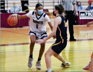  ?? File photo ?? One of the big reasons the St. Raphael girls basketball team won the state title for the first time in over two decades was the presence of sophomore defensive dynamo Genesis McNeill (5).