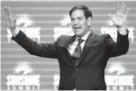  ?? THE ASSOCIATED PRESS FILE PHOTO ?? Republican presidenti­al candidate, Sen. Marco Rubio, R- Fla., waves to the audience at the Sunshine Summit in Orlando.