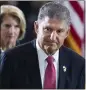  ?? THE ASSOCIATED PRESS ?? Sen. Joe Manchin, D-W. Va., seen at the Capitol last week, says he wants to delay sweeping environmen­tal legislatio­n.