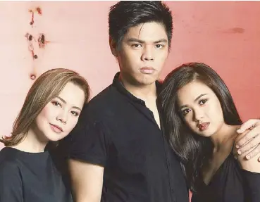  ??  ?? The lead actors of Maynila The Musical (from left): Sheila Valderrama-Martinez (as Ligaya Paraiso), Arman Ferrer (Julio Madiaga) and Lara Maigue (also Ligaya Paraiso)