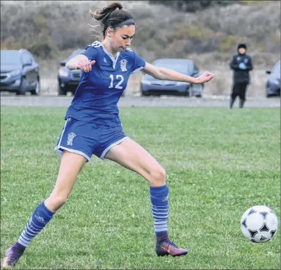  ?? JEREMY FRASER/CAPE BRETON POST ?? Abigail Binns is in her final year of high school soccer with the Sydney Academy Wildcats. When she was 10-years-old, Binns suffered a shattered femur, which at the time put her soccer career in jeopardy. Today, she’s back on the pitch and is the Wildcats’ captain.