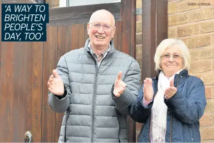  ?? CHRIS GORDON ?? GIVE ‘EM A HAND: Marilyn and Tom Cowles, from Birstall, want you to join them in their clap for carers on the 25th