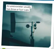  ?? ?? An anemometer usually has three or four cups