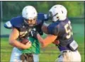  ?? SAM STEWART - DIGITAL FIRST MEDIA ?? Spring-Ford’s Nick Salomone, right, returns on the offensive line as the Rams will look to repeat as PAC champions in 2016.