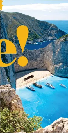  ??  ?? PARADISE FOR PIRATES: Stunning Smugglers Cove in Zante