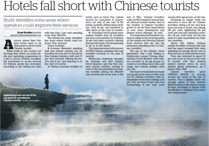  ?? Picture / Alan Gibson ?? Sightseein­g took out one of the top spots for spending by Chinese tourists.