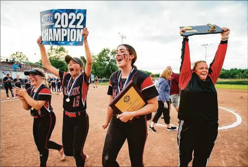  ?? David G. Whitham / For Hearst Connecticu­t Media ?? Class L softball champion Masuk is the No. 1 team in the final GameTimeCT poll.