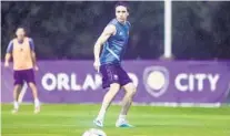  ?? COURTESY OF ORLANDO CITY SC ?? New Orlando City designated player Mauricio Pereyra goes through light training on Thursday as he gets acclimated to the Lions.