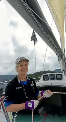  ?? SUPPLIED ?? Sheena Thomson, a crew member on winning boat Bump n Grind, during the Mud House women’s helm regatta at the Waikawa Boating Club.