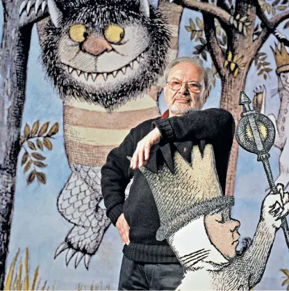  ??  ?? Read in tooth and claw: author Maurice Sendak with some of his illustrati­ons from his 1963 book Where the Wild Things Are, left; an illustrati­on by Jean de Brunhoff for one of his 1930s Babar books, below left; and Judith Kerr’s The Tiger Who Came to Tea, inset