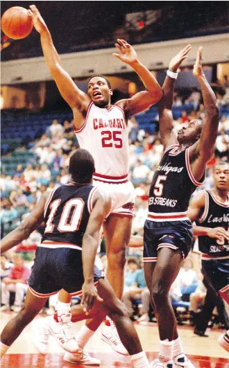  ?? POSTMEDIA NEWS ARCHIVES ?? The Calgary 88’s of the World Basketball League, which lasted from 1988-92, were one of the loop’s best teams on the court and at the box office. They twice advanced to the league finals.