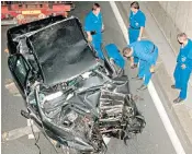  ?? ?? The wreckage of the Princess’s car. Below, former detective Jane Scotchbroo­k. Main picture, the Princess in Venice in 1995