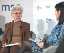  ?? PHOTO PROVIDED TO CHINA DAILY ?? Former Chinese vice- foreign minister Fu Ying ( left) speaks at a panel discussion during the 60th Munich Security Conference on Saturday.