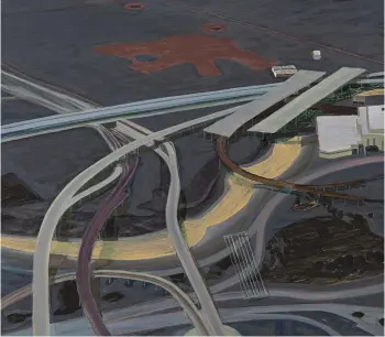  ??  ?? 3. River, Roads, 2013, Carol Rhodes (1959–2018), oil on board, 49.9 × 57cm. Alison Jacques Gallery, London