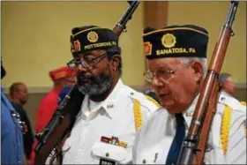  ?? MARIAN DENNIS – DIGITAL FIRST MEDIA ?? American Legion Post 244 from Sanatoga presented the colors Friday during a ceremony honoring Vietnam veterans at Berean Bible Church.