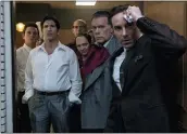  ?? WARNER BROS. PICTURES VIA AP ?? This image released by Warner Bros. Pictures shows Billy Magnussen, from left, Jon Bernthal, Corey Stoll, background center, John Magaro, Ray Liotta and Alessandro Nivola in “The Many Saints of Newark.”