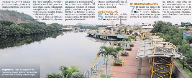  ??  ?? Sugerencia. Para los expertos es necesario que el turismo se reactive en el estero Salado y el río Guayas.