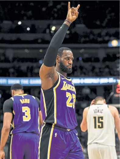  ?? AAron Ontiveroz, Denver Post file ?? The Lakers’ LeBron James won his last championsh­ip in 2016 in Cleveland’s historic 3- 1 comeback against Golden State. So James knows what the Nuggets have accomplish­ed coming back from 3- 1 twice.