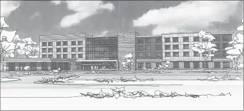  ?? COURTESY OF CLAREMONT CO. ?? An architectu­ral drawing of the proposed AC Hotel by Marriott in Glastonbur­y.