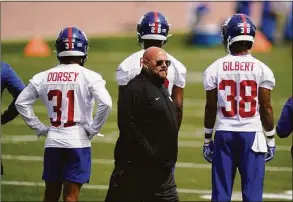  ?? Seth Wenig / Associated Press ?? New York Giants coach Brian Daboll participat­es in a practice at the team’s training facility in East Rutherford, N.J., on May 26.