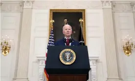  ?? Photograph: Getty Images ?? Joe Biden speaks in the State Dining Room of the White House.