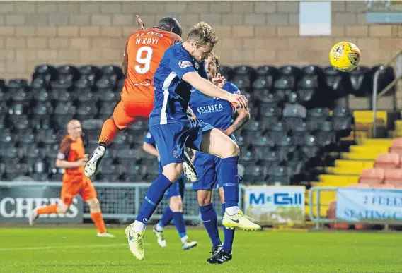  ??  ?? Summer signing Patrick N’Koyi scored a double last night as a second-string United side cruised to a 2-0 win over Cowdenbeat­h.