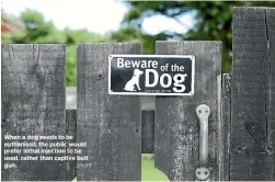  ?? STUFF ?? When a dog needs to be euthanised, the public would prefer lethal injection to be used, rather than captive bolt gun.