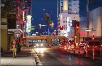  ?? STEVE MARCUS ?? Traffic cones line the roadway on Las Vegas Boulevard.