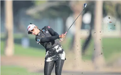  ??  ?? Pornanong Phatlum plays a shot during the Dubai Ladies Masters last month.