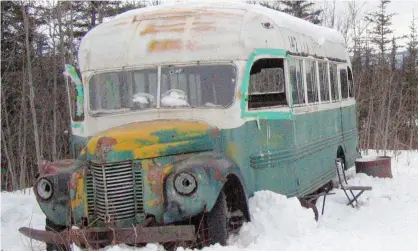  ??  ?? The abandoned bus where Christophe­r McCandless starved to death in 1992. Photograph: Jillian Rogers/Associated Press