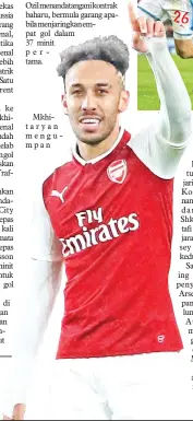 ??  ?? AUBAMEYANG ceria selepas menjaringk­an gol pada perlawanan liga di Stadium Emirates, London Sabtu lepas. — Gambar AFP