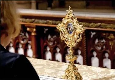  ?? Courtesy photo ?? A relic believed to be a fragment from Mary’s veil is on display at St. Francis de Sales Oratory in St. Louis. The touring relics will be shown Monday in De Queen and Tuesday in Texarkana.