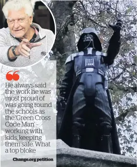  ??  ?? The figure of Darth Vader appeared on the empty plinth where the statue Edward Colston stood before it was pulled down on June 7