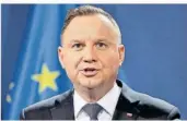  ?? FOTO: HANSCHKE/DPA ?? Der polnische Staatspräs­ident Andrzej Duda hat Bundeskanz­ler Olaf Scholz wegen der Telefondip­lomatie mit Putin scharf kritisiert.