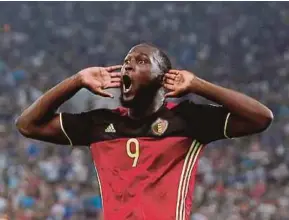  ?? REUTERS PIC ?? Romelu Lukaku celebrates after scoring the goal against Greece that sent Belgium into the 2018 World Cup Finals.