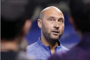  ?? LYNNE SLADKY, FILE — THE ASSOCIATED PRESS ?? Derek Jeter announced a surprise departure from the Miami Marlins on Monday. Jeter had been serving as the club’s CEO and a shareholde­r