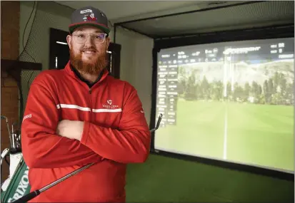  ?? JOEL ROSENBAUM — THE REPORTER ?? Elliott Paylor of Vacaville has opened the Paylormade Golf Academy at 300Main St. which features a state-of-the-art golf simulator that provides details and statistics that cannot be found by practicing on a course. A grand opening is scheduled for March 18.