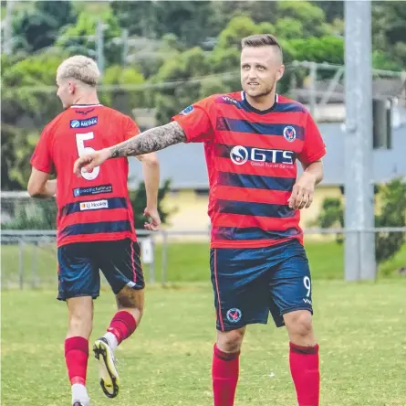  ??  ?? Nerang Soccer Club's Shaun Robinson has smashed the FFA Cup record for the fastest ever goal scored, sending the ball into the Bribie Island Tigers' net just 11 seconds into their Round 2 game at Nerang. Picture: Supplied