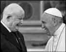  ?? AP POOL PHOTO ?? Pope Francis talks with Fra’ Giacomo Dalla Torre del Tempio di Sanguinett­o, Prince and Grand Master of the Sovereign Military Order of Malta during a private audience at the Vatican on Friday.