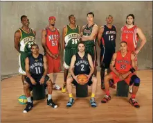  ?? NBAE VIA GETTY IMAGES ?? China’s Yi Jianlian (back row, third right) participat­ed in the Rising Stars Challenge during the 2008 NBA All-Star Weekend in New Orleans, Louisiana.