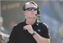  ??  ?? HEAD COACH Jack Del Rio of the Oakland Raiders looks on during the first quarter of their game against the Los Angeles Chargers at StubHub Center on Dec. 31, 2017 in Carson, California.