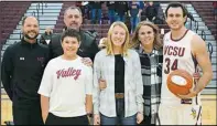  ?? VCSU Photo ?? Connor Entzi was recognized for scoring 1,000 career points.