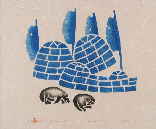  ??  ?? ABOVE
Helen Kalvak (1901–1984 Ulukhaktok) —
Sealskins to Dry
1966
Stencil
35.6 × 38.7 cm
COURTESY LEVIS FINE ART AUCTIONS AND APPRAISALS