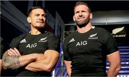  ?? GETTY IMAGES ?? Sonny Bill Williams and Kieran Read at the launch of the new All Blacks jersey.