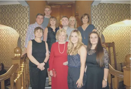  ??  ?? Members of Tracey Brew’s family with Lady Elsie Robson, in red, at a charity night in Tracey’s memory at the Roker Hotel.